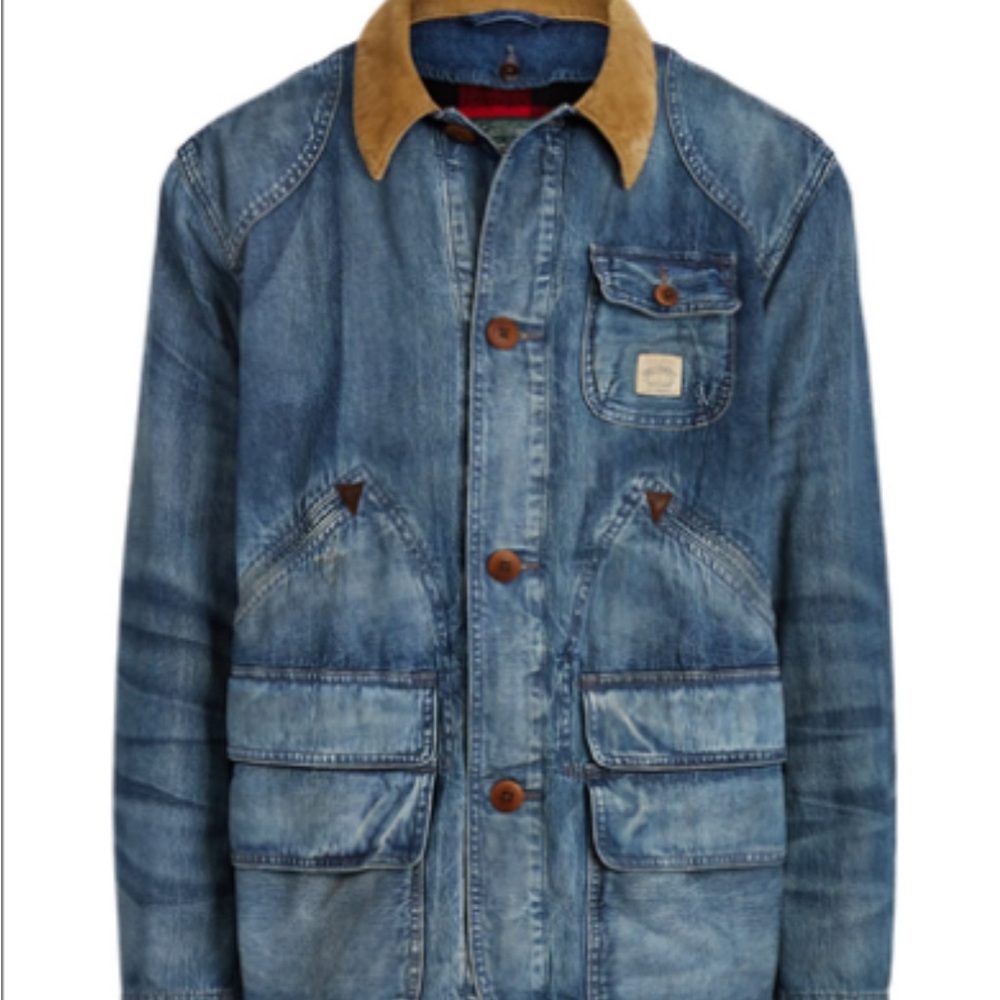Polo Ralph Lauren Blue Denim Jacket with Tan Collar